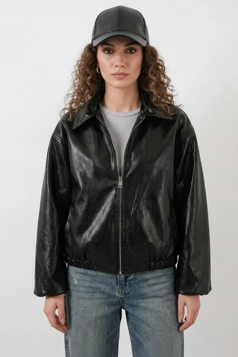 Kadın Klasik Yaka Oversize Siyah Ceket
