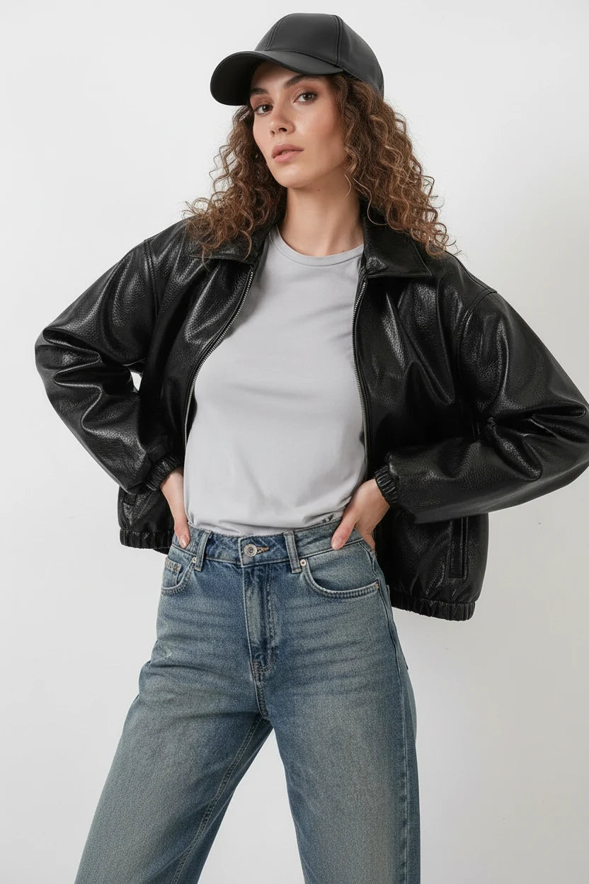 Kadın Klasik Yaka Oversize Siyah Ceket