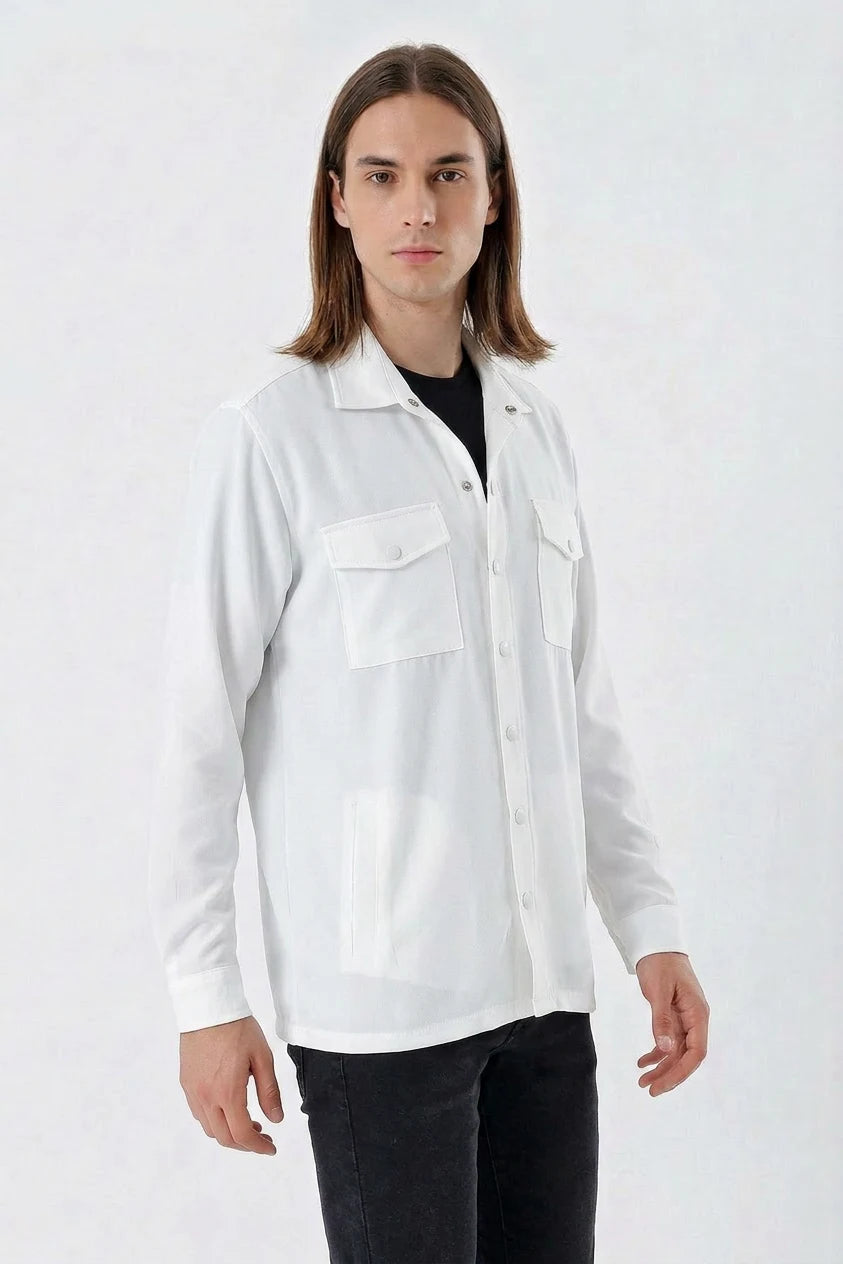 Erkek Oversize Beyaz Gömlek