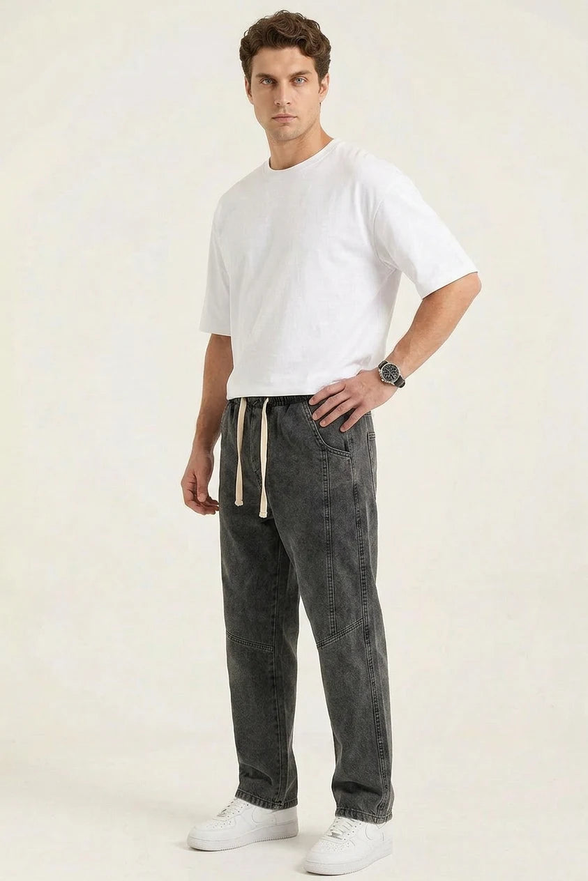 Erkek Rahat Kesim Denim Antrasit Pantolon