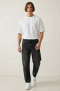 Erkek Rahat Kesim Baggy Denim Siyah Pantolon