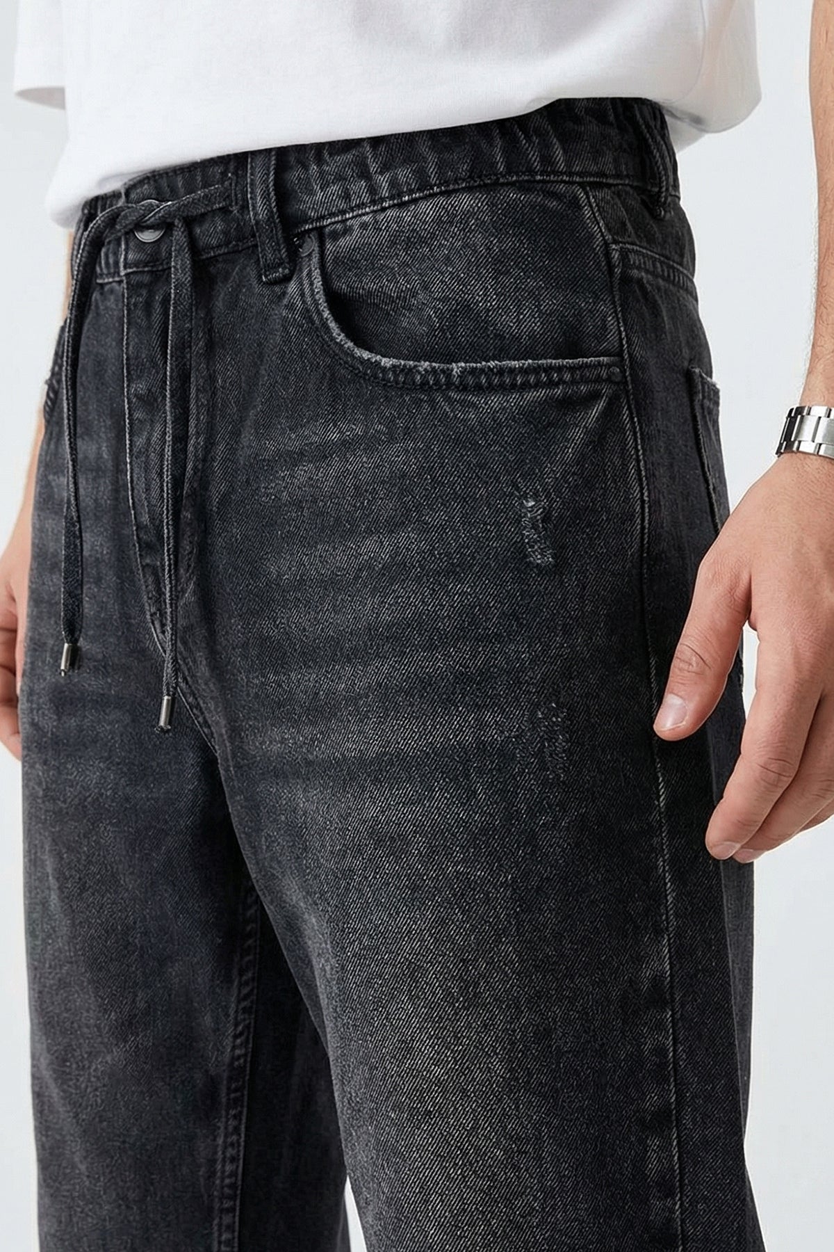 Erkek Rahat Kesim Baggy Denim Siyah Pantolon