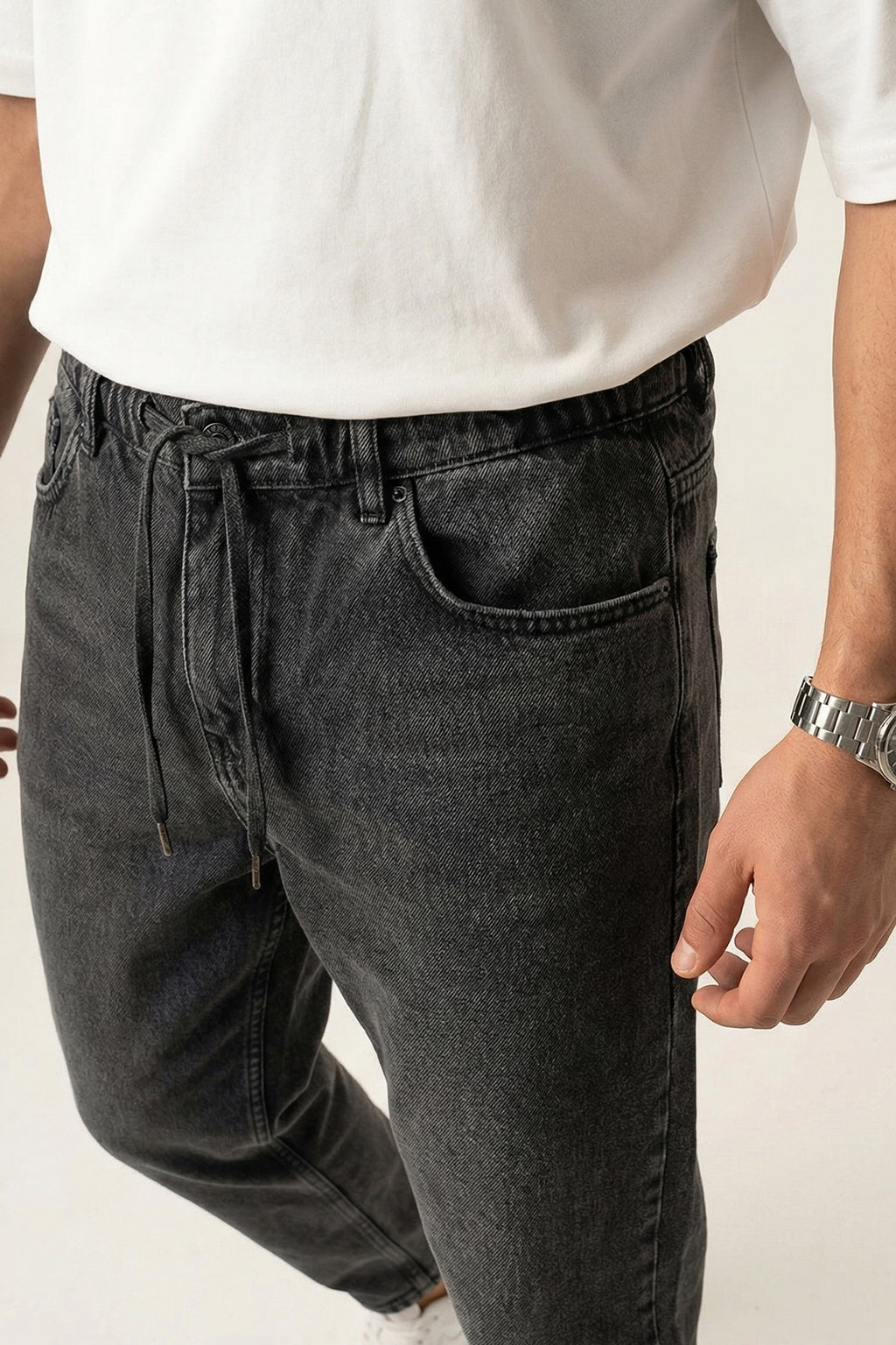 Erkek Rahat Kesim Baggy Denim Antrasit Pantolon
