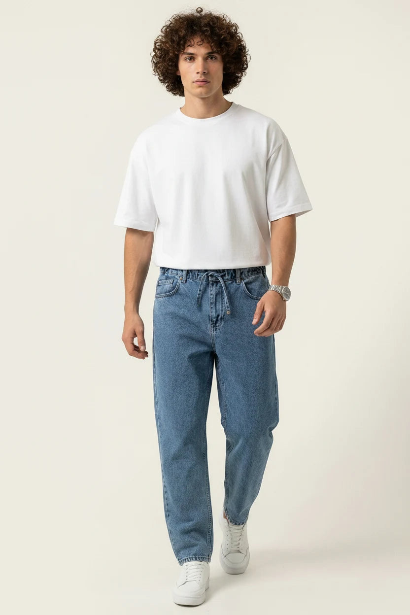 Erkek Rahat Kesim Denim İndigo Pantolon