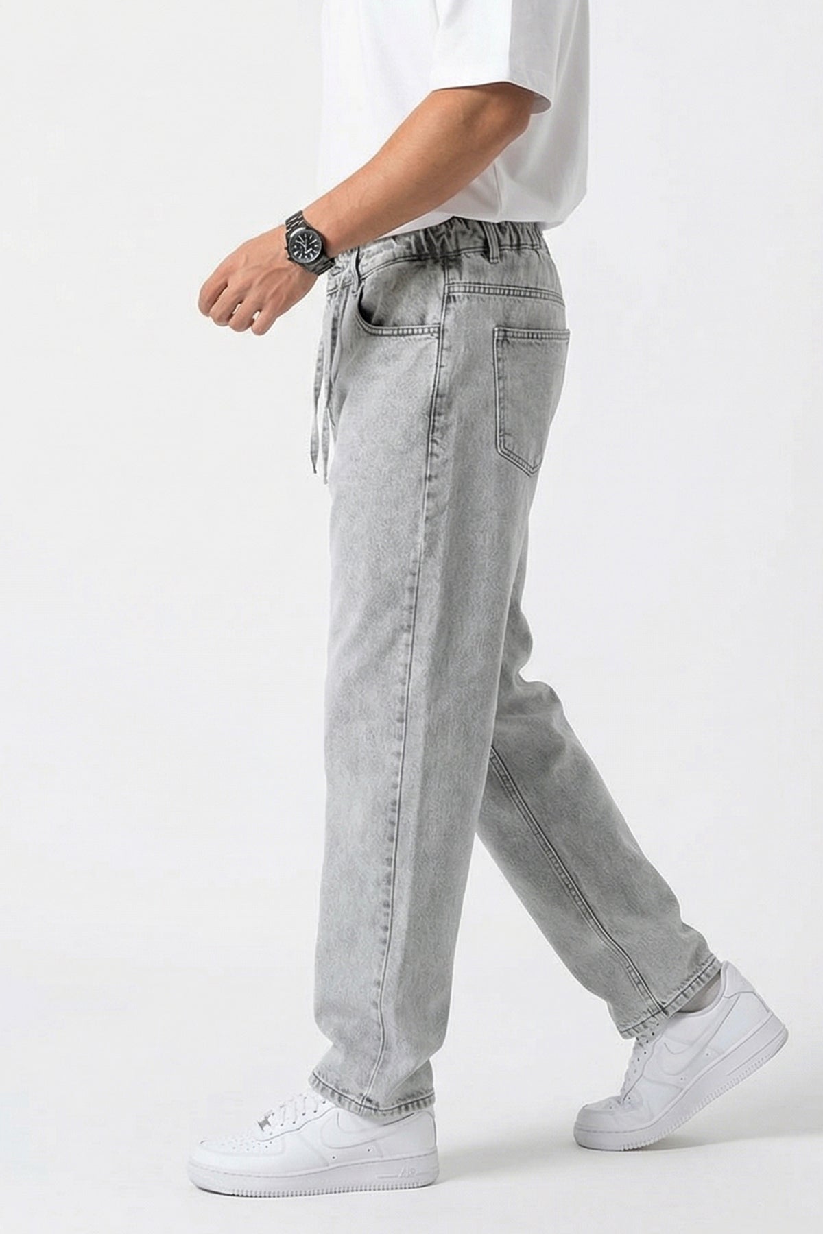 Erkek Rahat Kesim Baggy Denim Taş Pantolon