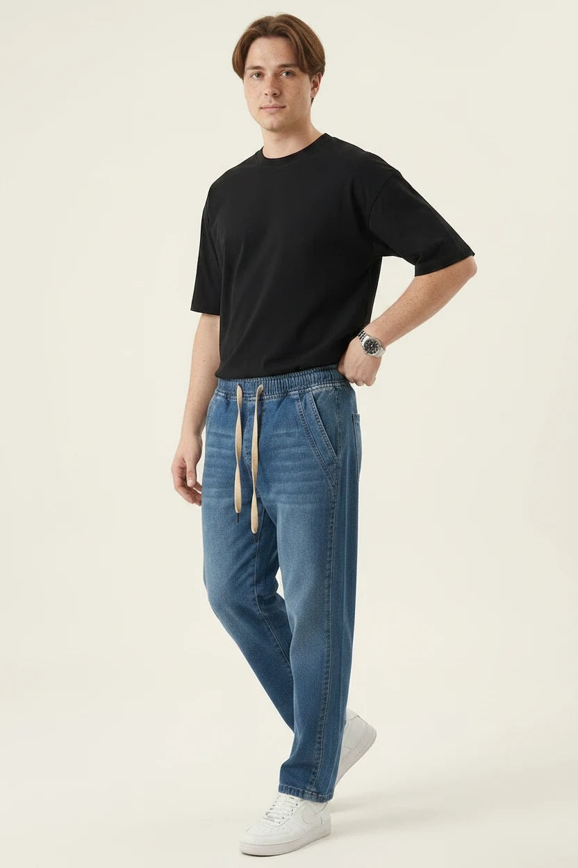 Erkek Rahat Kesim Denim Lacivert Pantolon