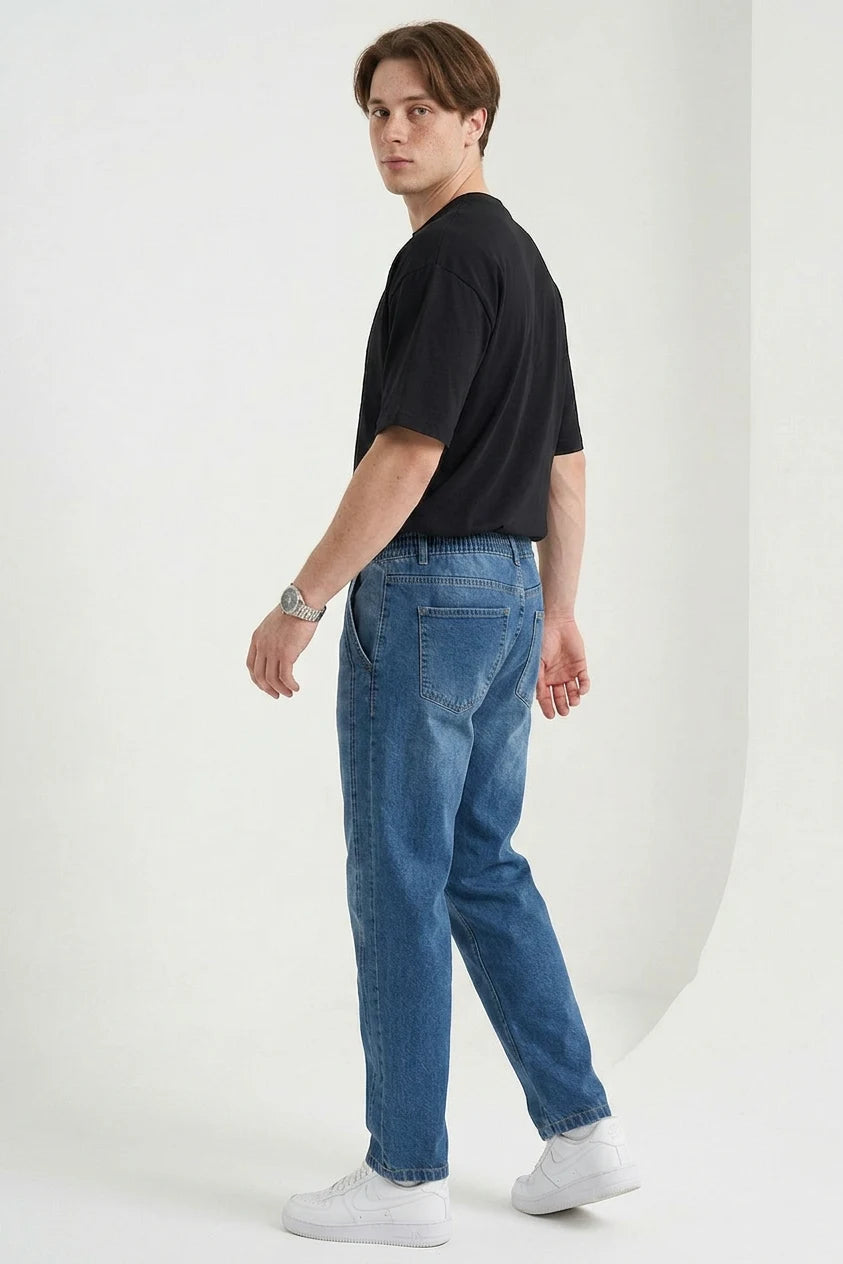 Erkek Rahat Kesim Denim Lacivert Pantolon