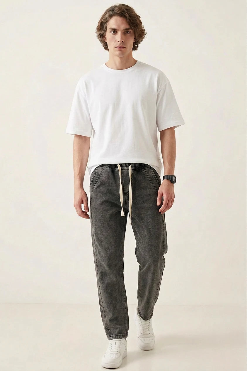 Erkek Rahat Kesim Baggy Denim Antrasit Pantolon