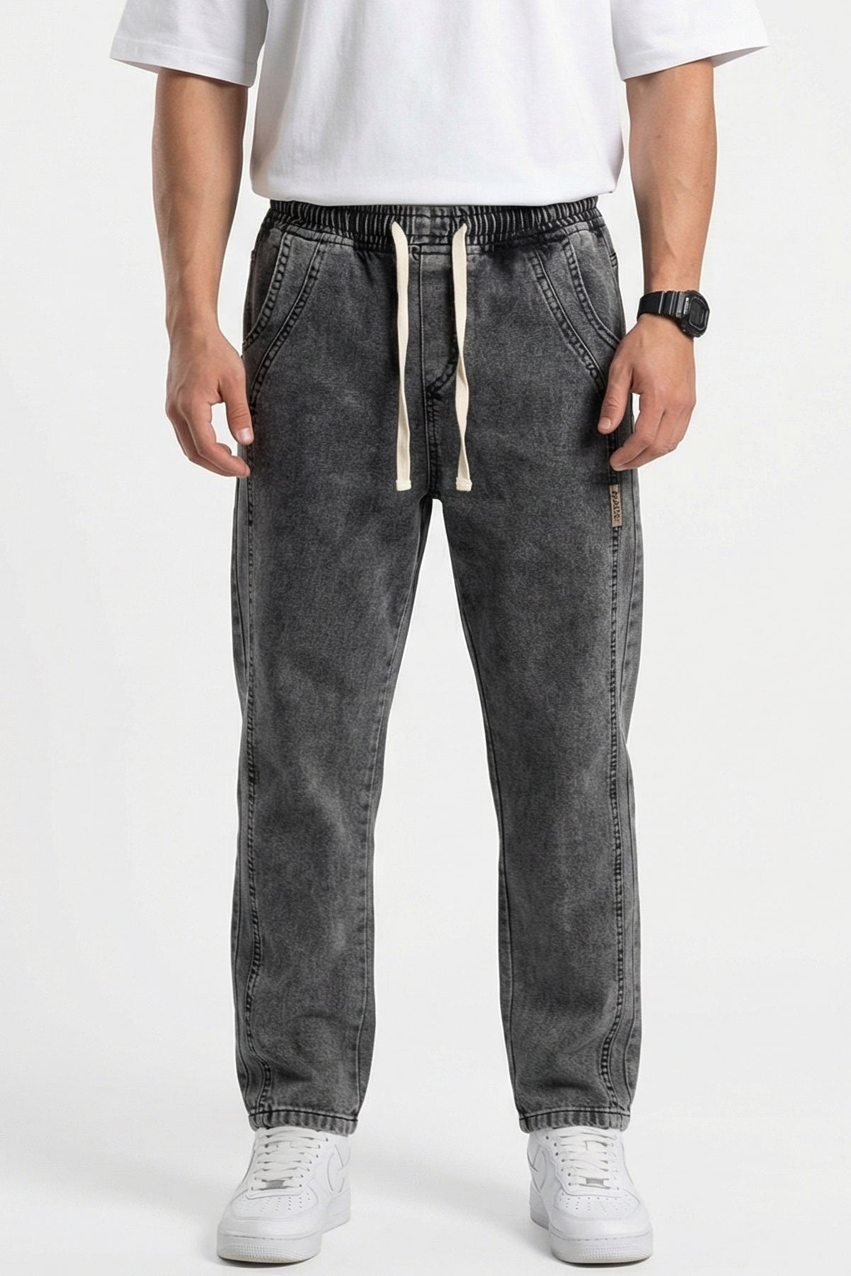 Erkek Rahat Kesim Baggy Denim Antrasit Pantolon