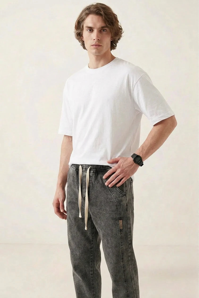 Erkek Rahat Kesim Baggy Denim Antrasit Pantolon