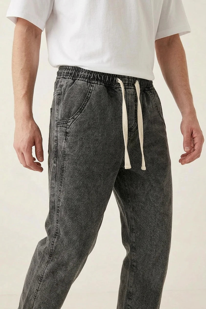 Erkek Rahat Kesim Baggy Denim Antrasit Pantolon
