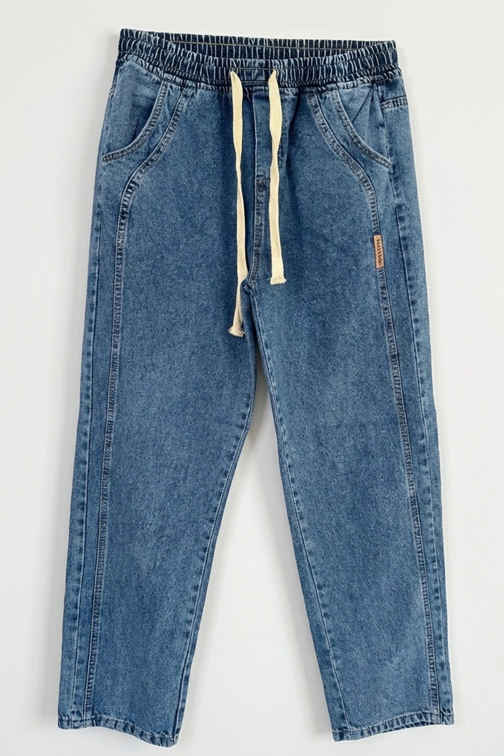Erkek Rahat Kesim Baggy Denim İndigo Pantolon