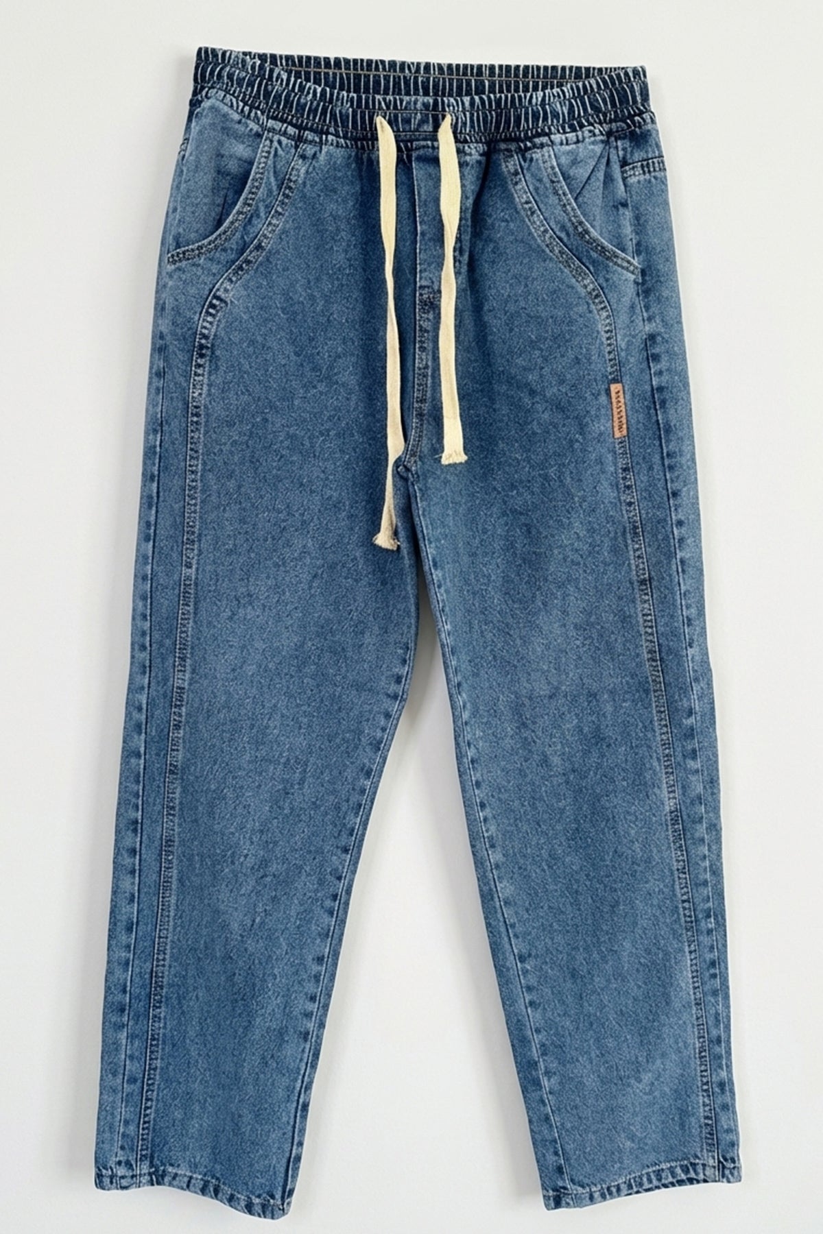 Erkek Rahat Kesim Baggy Denim İndigo Pantolon