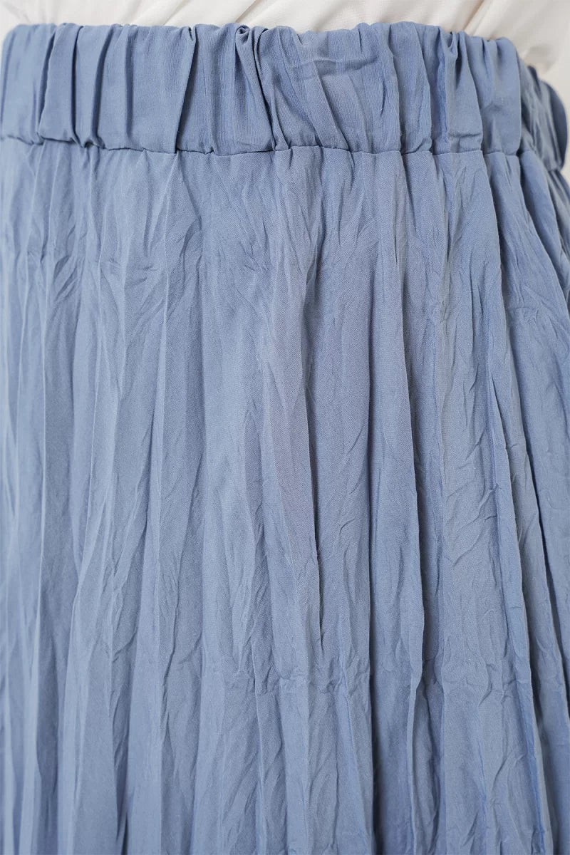 Kadın Kırışık İndigo Etek