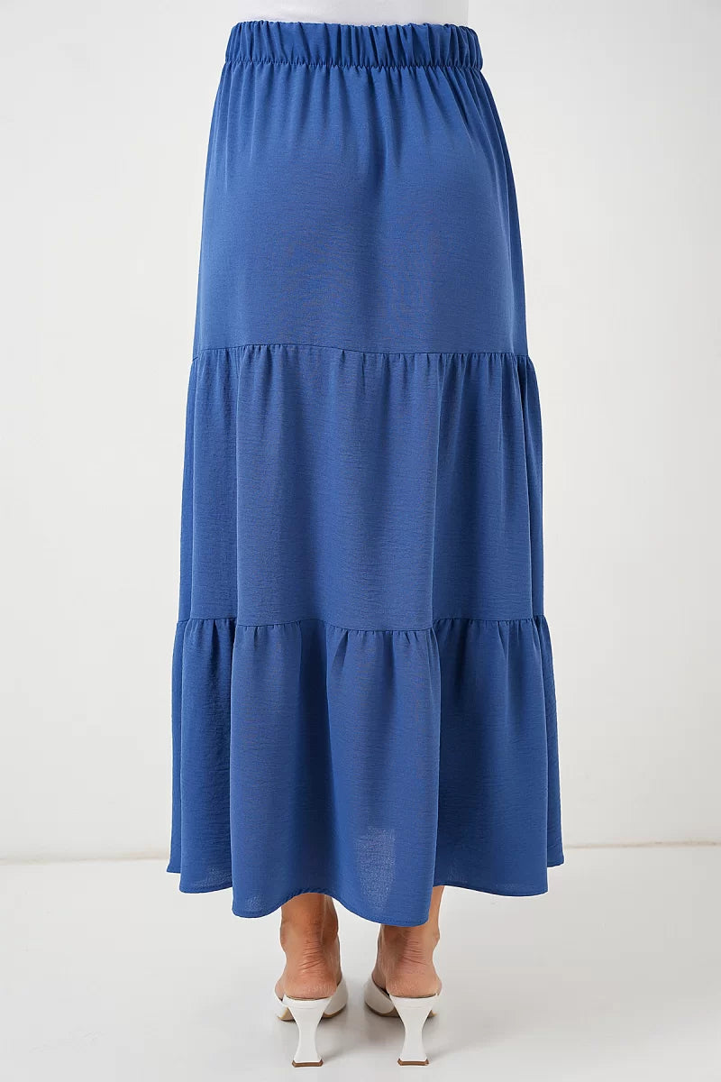 Kadın Fırfırlı İndigo Etek