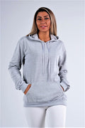 Gri Kapüşonlu Kanguru Cepli Şardonlu Sweatshirt