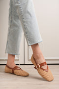 Ponti Taba Cilt Hasır Detaylı Babet Ayakkabı