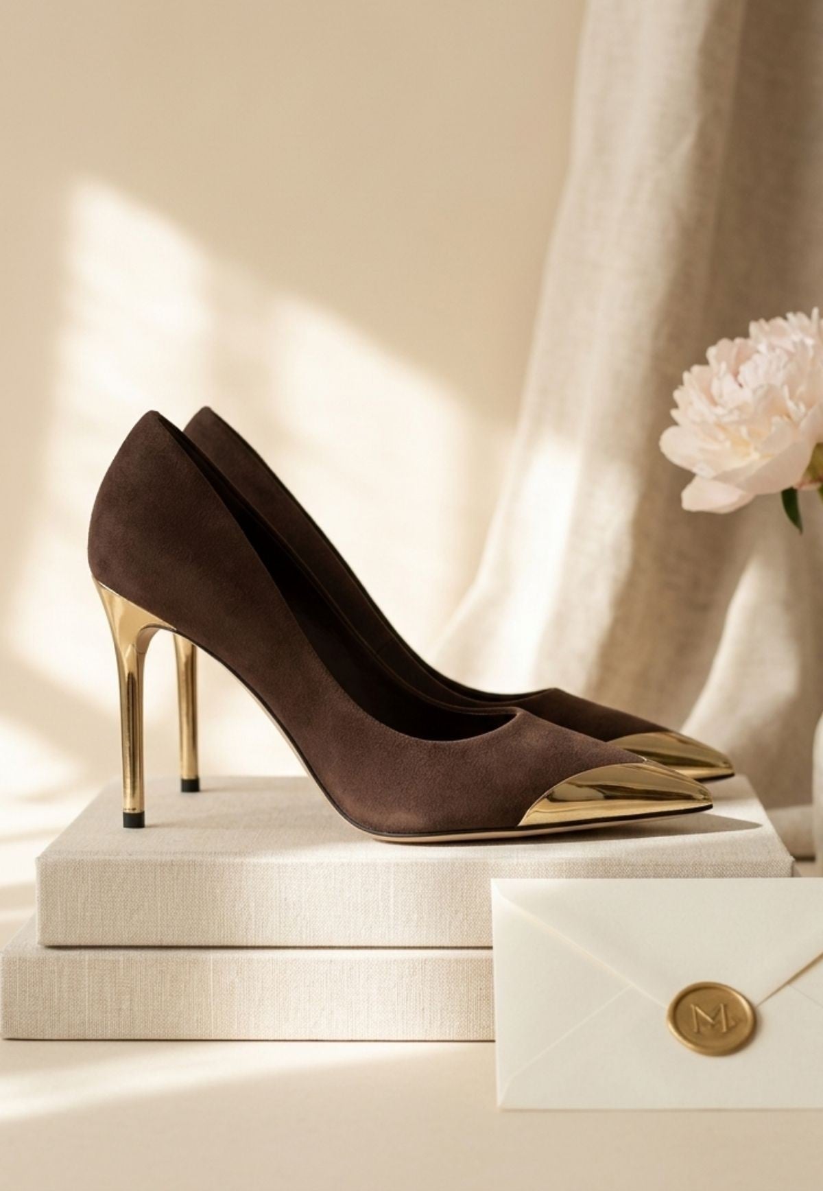 Alis Kahverengi Saten Stiletto Ayakkabı