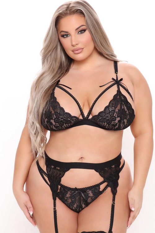 Siyah Dantelli Büyük Beden Jartiyer Takımı TM1296 - 2XL