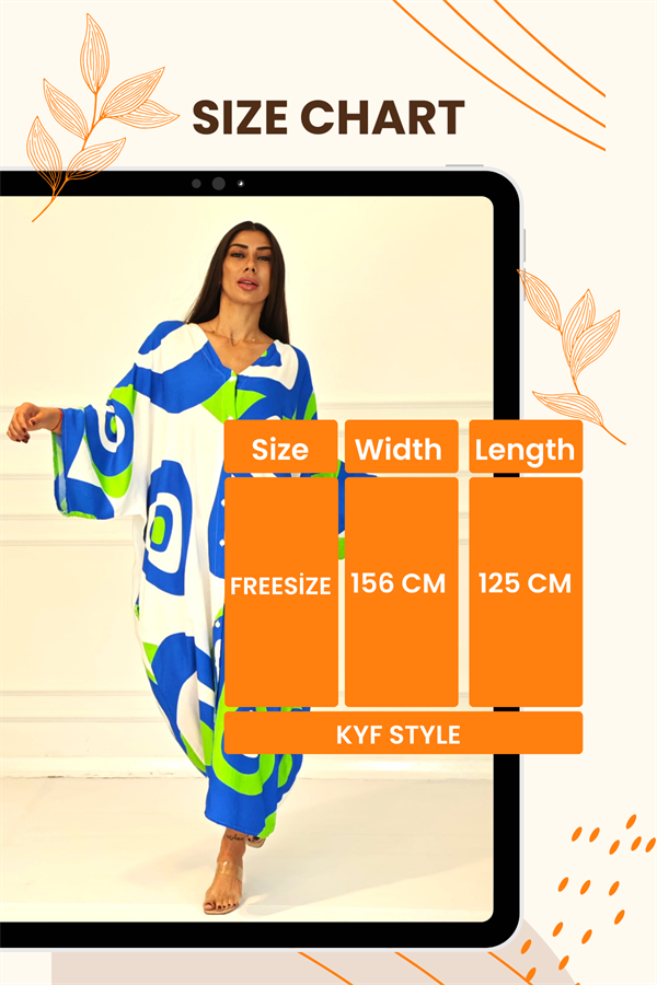 Yeşil Desenli Sırtı Göz Baskılı Cepli Oversize Uzun Gömlek Elbise